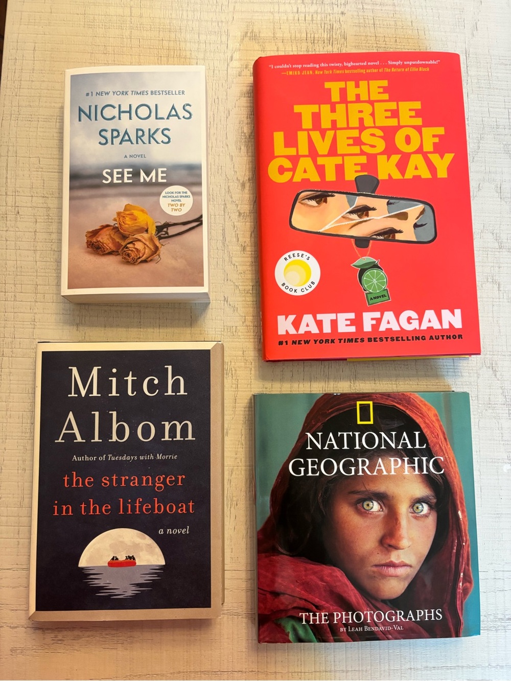 4 Book Bundle Nicholas Sparks Mitch Albom Kate Fagan National Geographic